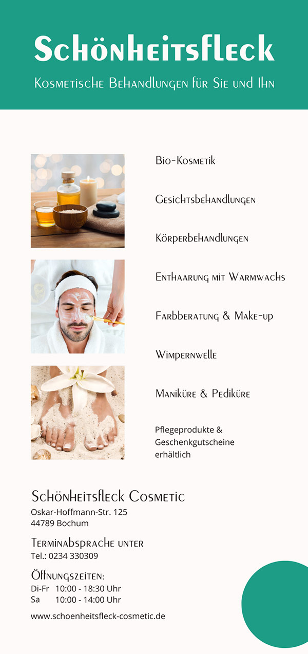 Aktueller Flyer von Schönheitsfleck Cosmetic Bochum