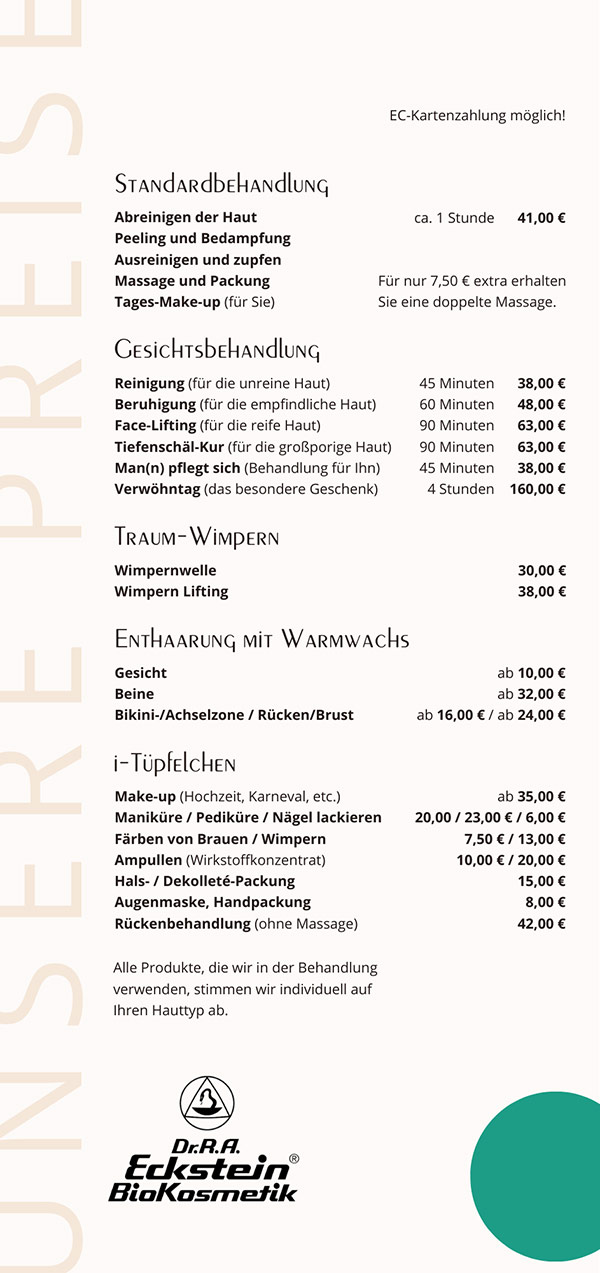 Flyer von Schönheitsfleck Cosmetic Bochum